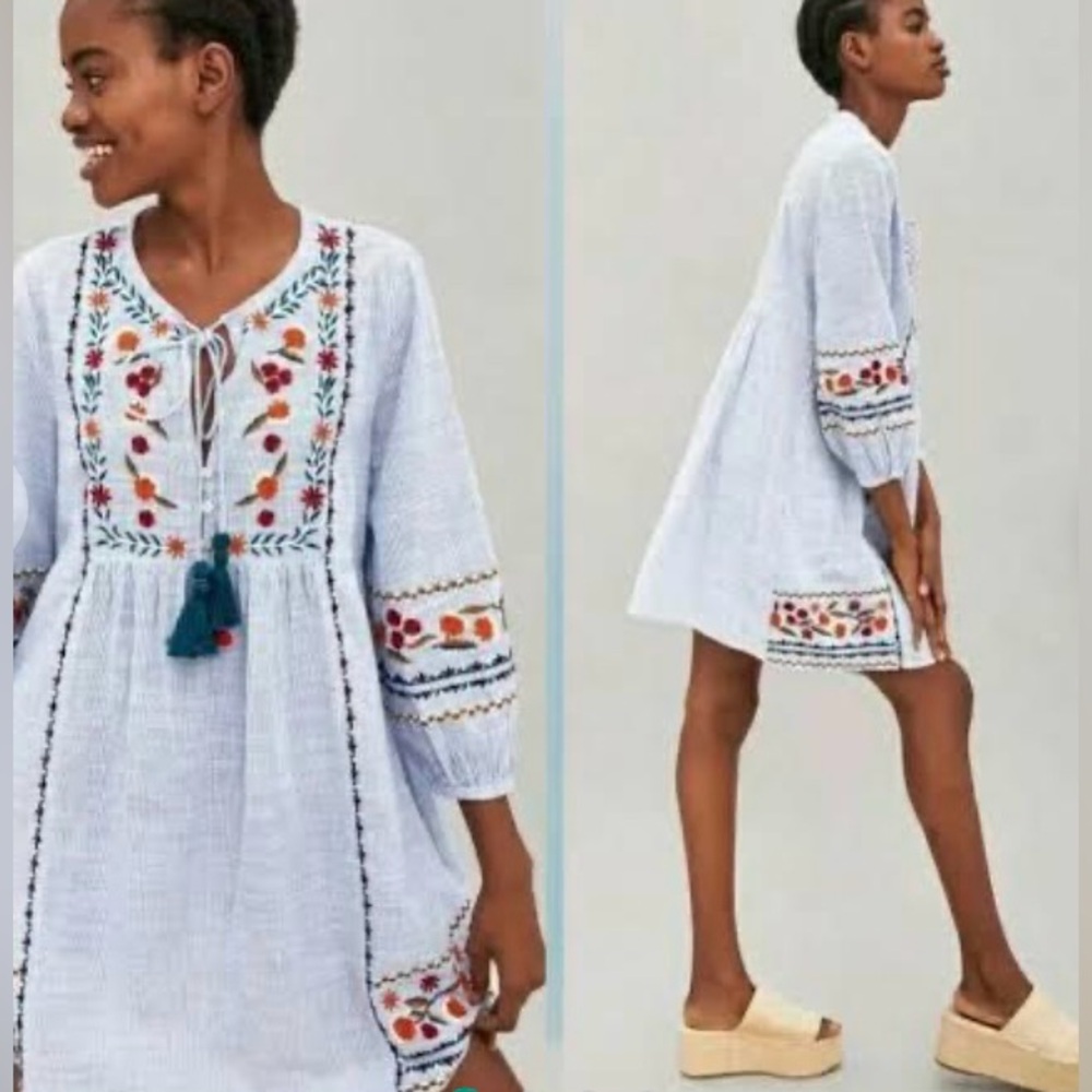 Zara Boho Tassel Tunic Dress small